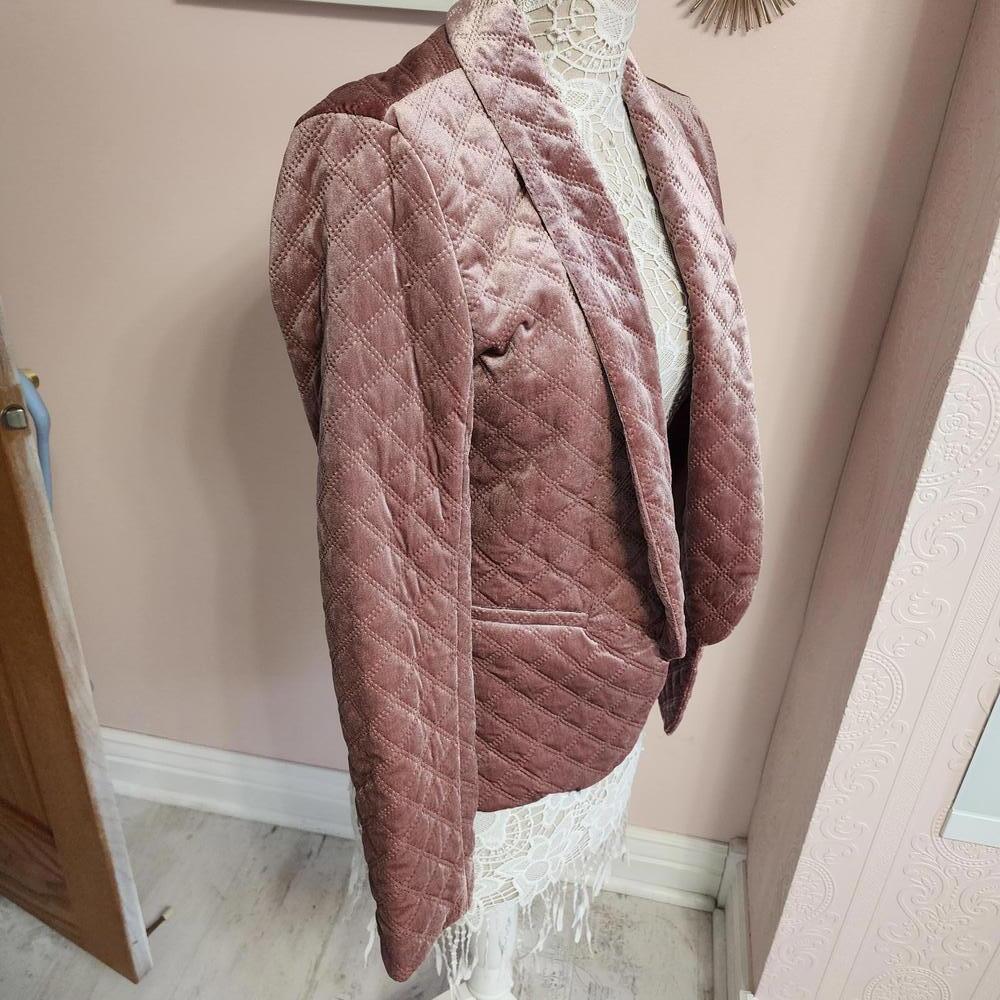 NWT Willow & Clay velvet pink XS Mauve Quilted Blazer JACKET